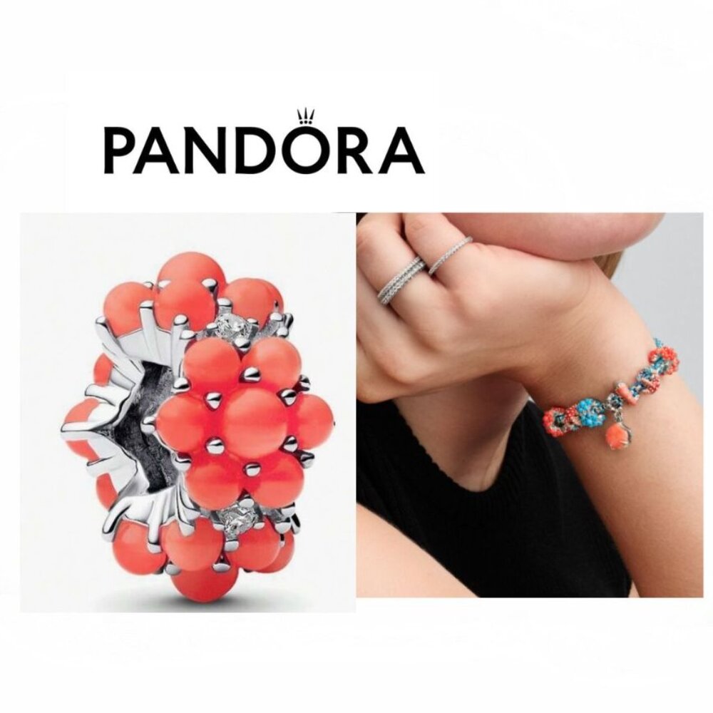New Pandora Style Red Coral Ocean Pearl Charm